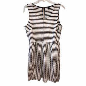 J Crew Womens Sz 10 Black White Striped Sleeveless Exposed Zip Back Casual Dress